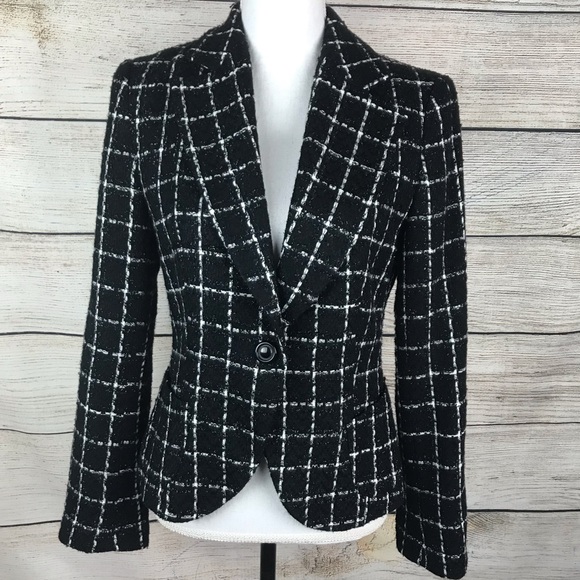 Zara Jackets & Blazers - Zara Basic black tweed blazer jacket shiny thread